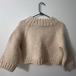 Cozy Chunky Knit Cream Crewneck Sweater